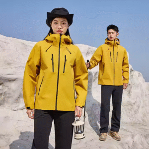 OEM/ODM Custom Waterproof Hard Shell Hooded Jacket for Outdoor Sports Mountain Running Hiking Skiing Windbreak Rain Coat-Yellow