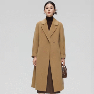 Women's Heavyweight Wool Winter Coat Windproof Long Overcoat for Extreme Cold-Brown