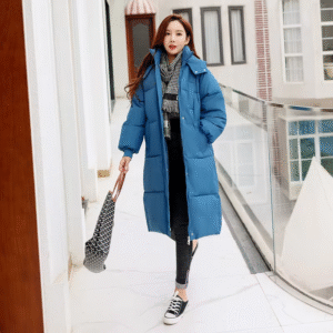 Winter High Quality Women Down Coats Long Plus Size Breathable Plush Warm Windproof Skin Friendly Casual Coat-Light Blue