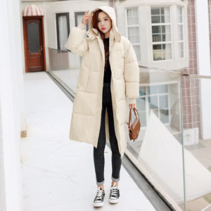 Winter High Quality Women Down Coats Long Plus Size Breathable Plush Warm Windproof Skin Friendly Casual Coat-White
